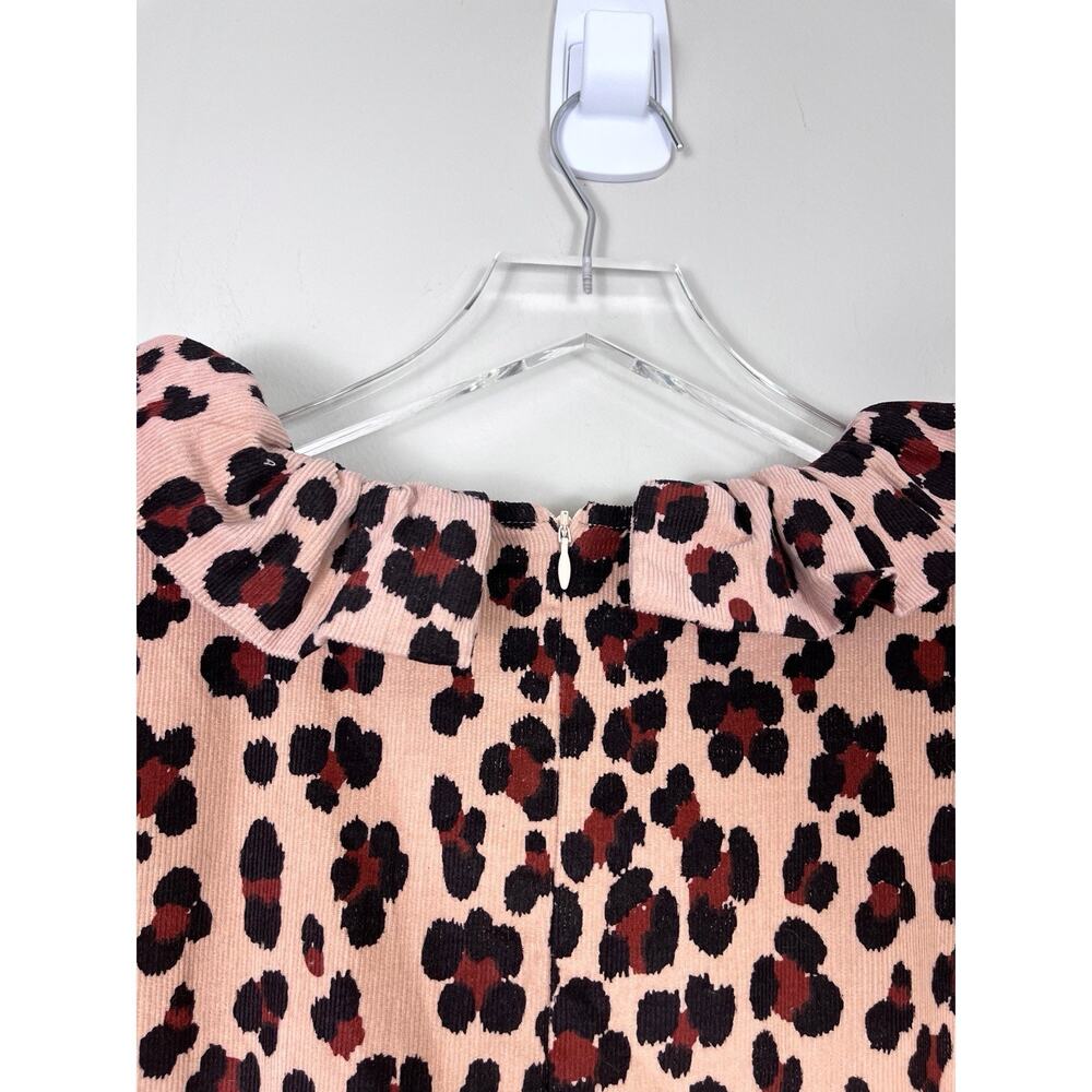 Elizabeth Wilson Leopard Corduroy Katherine Bell Sleeve Ruffle Top Preppy XS - Picture 11 of 11